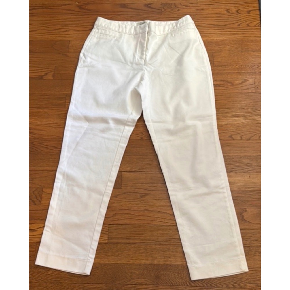 Dressbarn Womens White Straight Leg Denim Pants Size 6 Petite Cotton Stretch